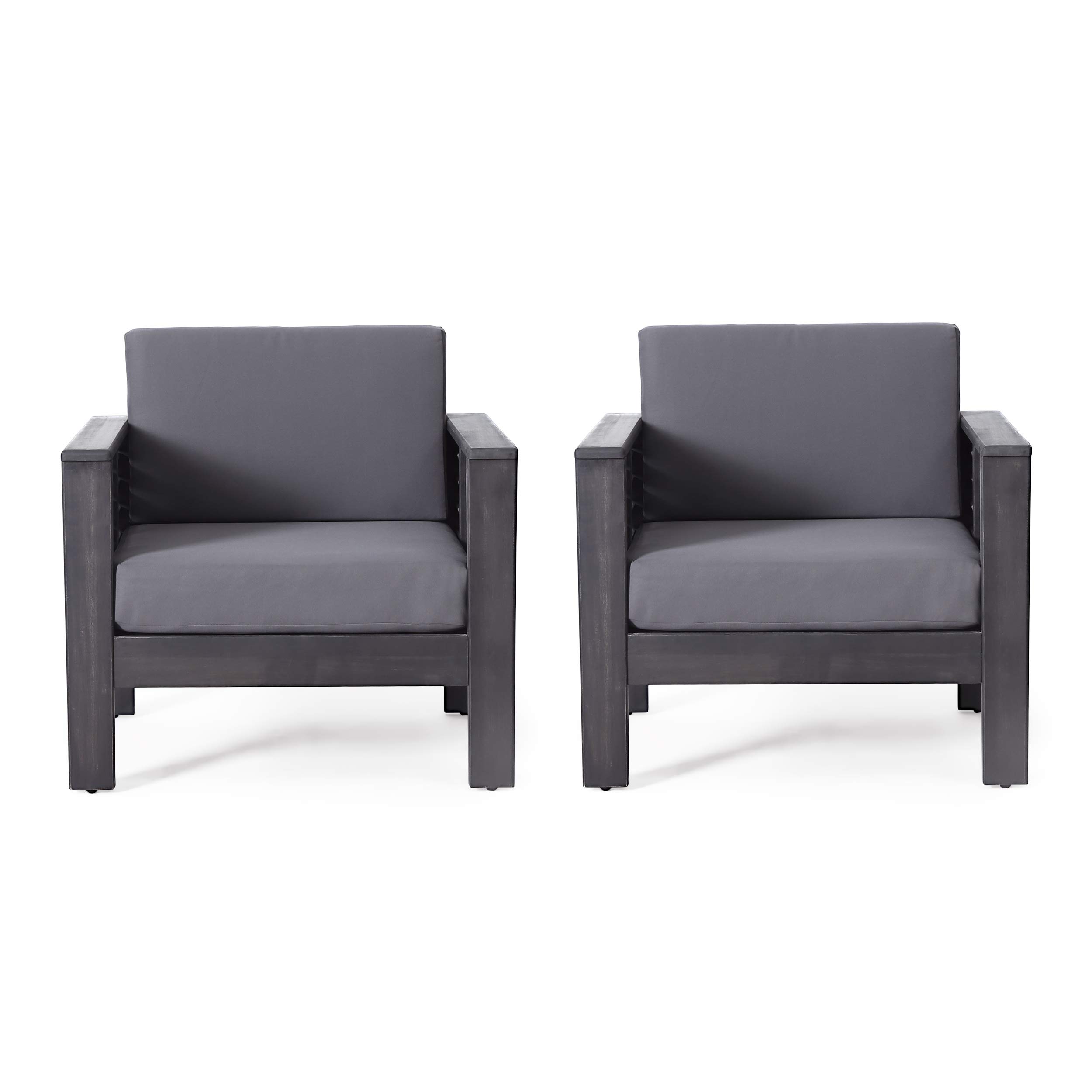 Photo 1 of 1-Christopher Knight Home Louver Club Chairs, Dark Gray