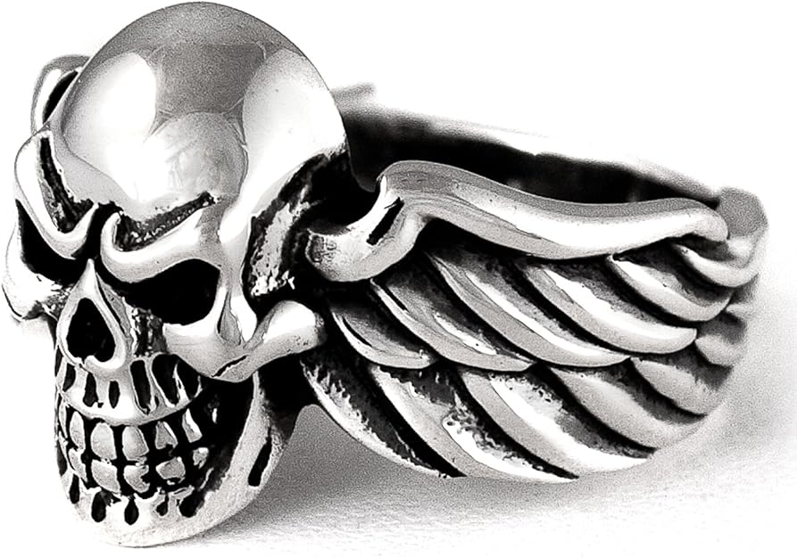 Wings Skull Ring Sterling Silver 925 (12) Silverlogy Amazon.co.uk