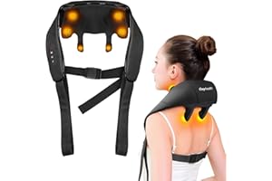 Cozyhealth Neck Massager for Neck and Shoulder with Heat, Shiatsu Neck and Shoulder Massager with Heat Kneading Massage, Portable Cordless Electric Neck Massager for Pain Relief (Black)