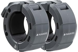 Navaris Barbell Locking Collar 2-Pack - 2-Inch (5cm) Olympic Weight Lifting Clamps with Quick Latch & Magnetic Design - Easy 