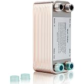 MRbrew Wort Chiller 30 Plates, Brazed Plate Copper Heat Exchanger | Homebrew Stainless Steel 7.5" x 2.9" Plate, 1/2 NPT Thread Connection Hot Liquid Accelerated Cooler Quick Beer Cooling System