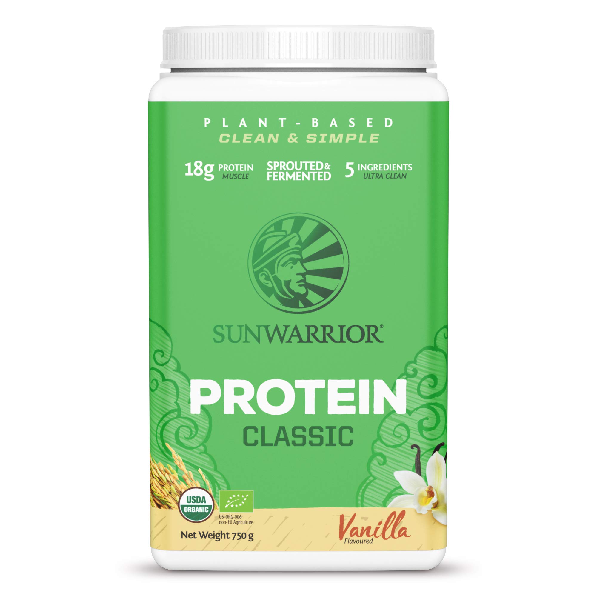 Sunwarrior Classic Plant-Based Vanilla Protein Powder, 750 g