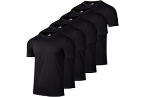 Real Essentials 5 Pack: Men’s Short Sleeve Dry Fit T-Shirts – Moisture Wicking Athletic Workout Gym Fitness Casual Tees