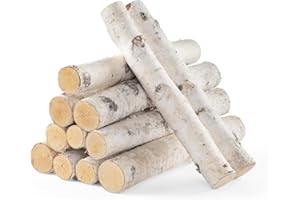 ZKHOB 12Pack Birch Logs for Fireplace Decor - Natural Decorative Birch Wood Branches (1.6"-2.4" Dia. x 16.5" Long) for DIY Crafts, Home Décor, and Fire Pit