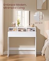 VASAGLE Dressing Table Makeup Table with Large Mirror 2 Drawers White RDT113W01 view 3