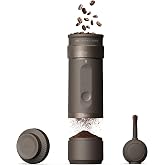 OutIn Fino Portable Electric Coffee Grinder with 28 Precise Grind Settings | Adjustable Coffee Bean Grinder, One-Touch Burr Grinding, Fast-Charge Battery, Auto-Stop &amp; Clog Protection, Tundra Brown