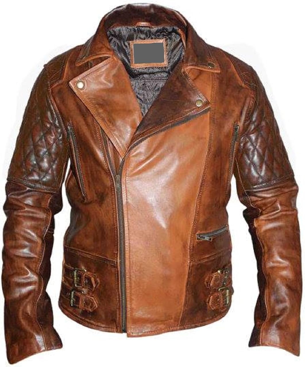 Men's Fashion Vintage Real Leather Jacket Brown Amazon.co.uk Clothing