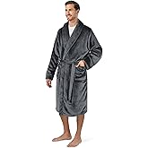PAVILIA Mens Soft Robe Bathrobe for Men, Lightweight Fleece Male Robe Long Bath Shower Spa
