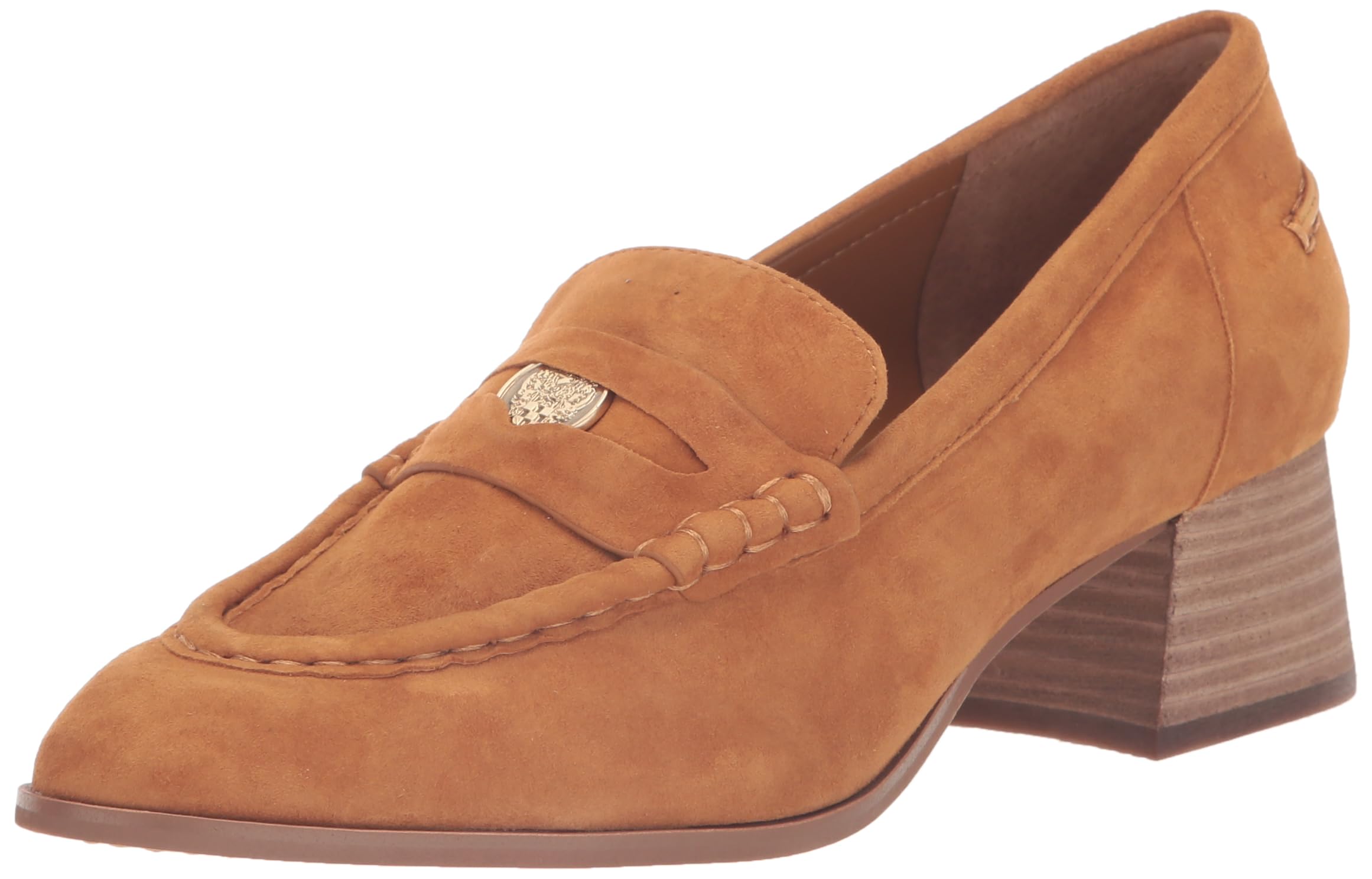 Vince Camuto Women’s Carissla Block Heel Loafer Flat, Golden Rod, 9