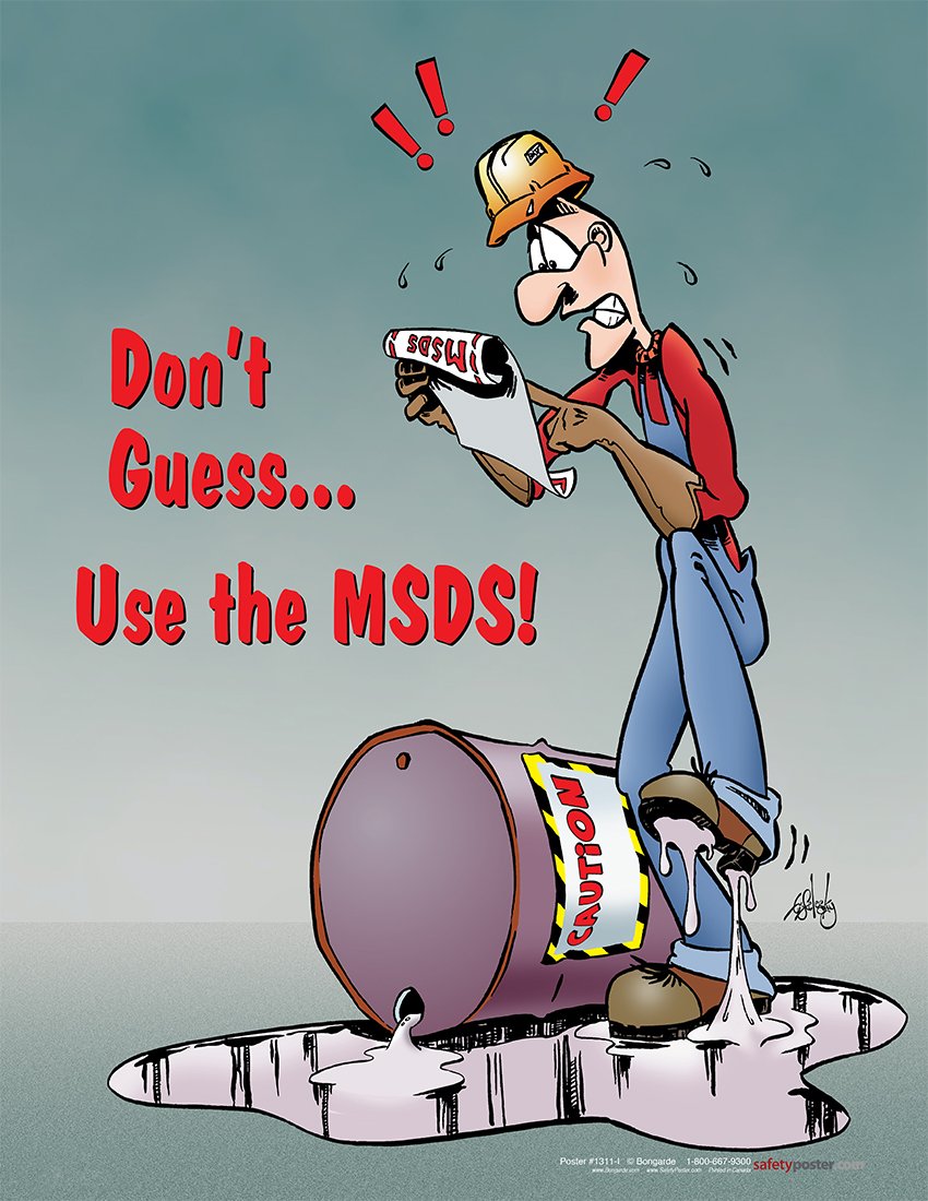 Don T Guess Use The Msds Chemical Safety Poster Industrial Warning My
