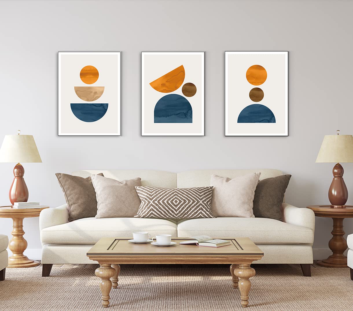 JNAOZI Canvas Picture Abstract Line Geometry Poster, Geometric Drawing, Wall Art, Modern Wall Decoration, Picture Set for Living Room, Bedroom,Without Frame (60 x 90 cm x 3, Style 1) — image 1