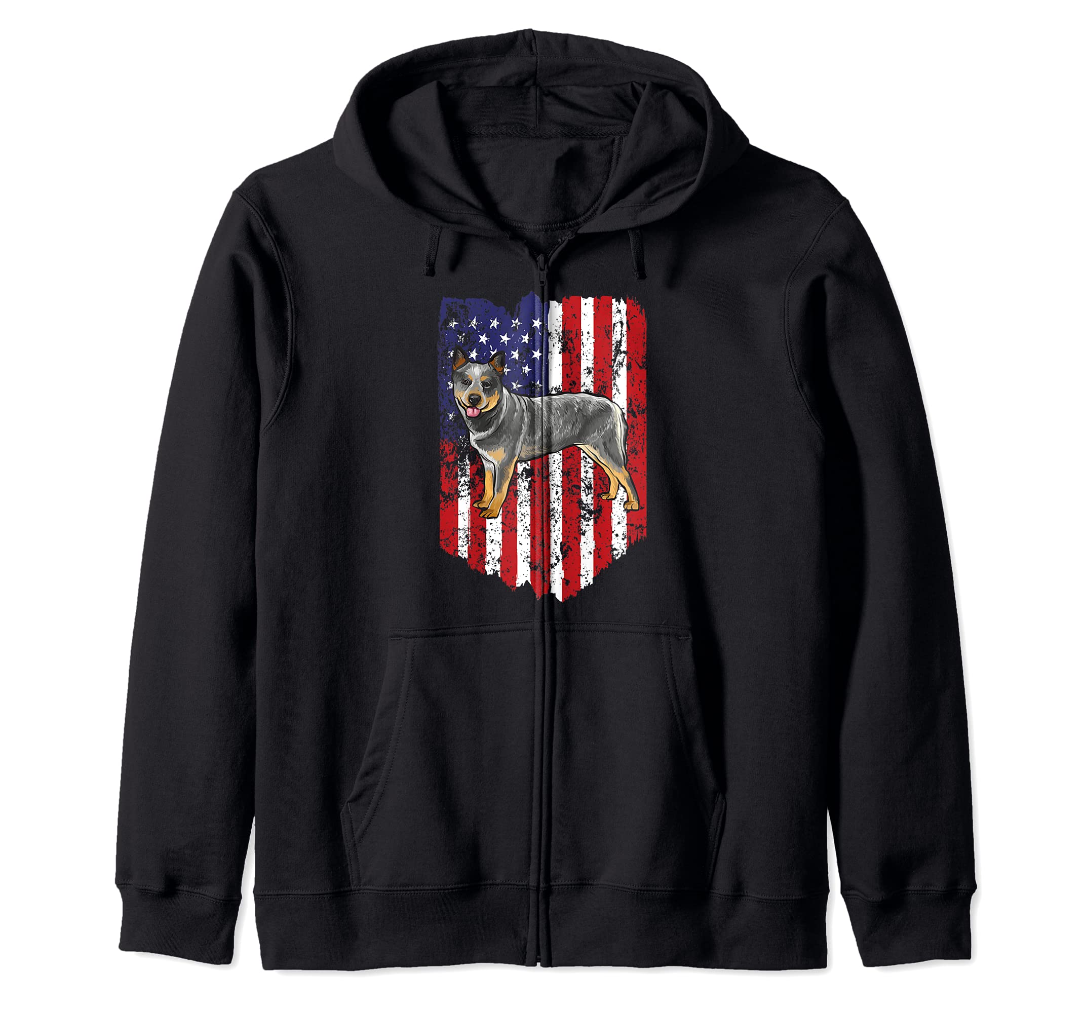 American Flag Australian Cattle Dog 4th Of July USA Zip Hoodie
