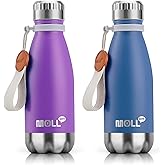 Mollcity 9 oz Water Bottle Stainless Steel Double Wall Vacuum Insulated Sports Water Bottle for Kids, Small Mini Cola Shape Water Bottle Leak Proof (Purple-Royal Blue)