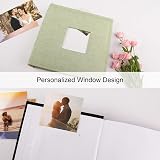 Vienrose Photo Album 200 Pockets 6x4 Linen Cover Memo Spaces Green view 4