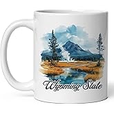 Wyoming State Ceramic Coffee Mug 11oz Equality State - Tea Coffee Mug with Comfortable Grip - Unique Travel Gift Cup for Office or Home - Vibrant Long-Lasting Print ID44991