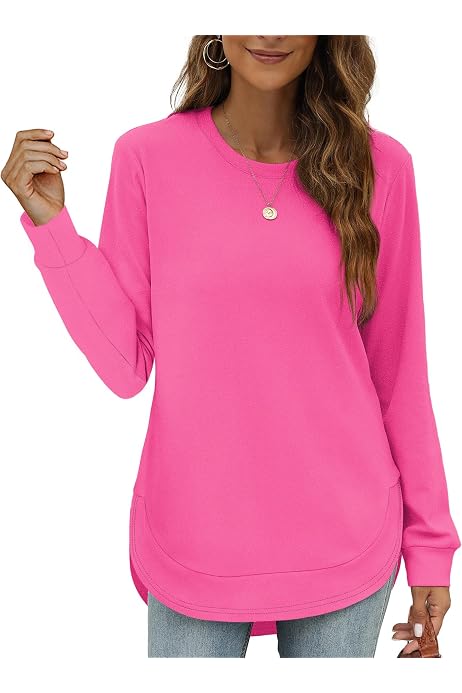Herou Women's Summer Casual T-Shirt - Short Sleeve Side Split Top, Ginger Color, Size Large, 100% Modal