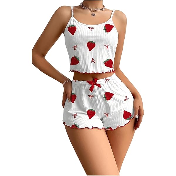 1/7 PA-15 pajama ver. ガレージキット Verdusa Women's 2 Piece Strawberry Printed Pajama Sets Cami
