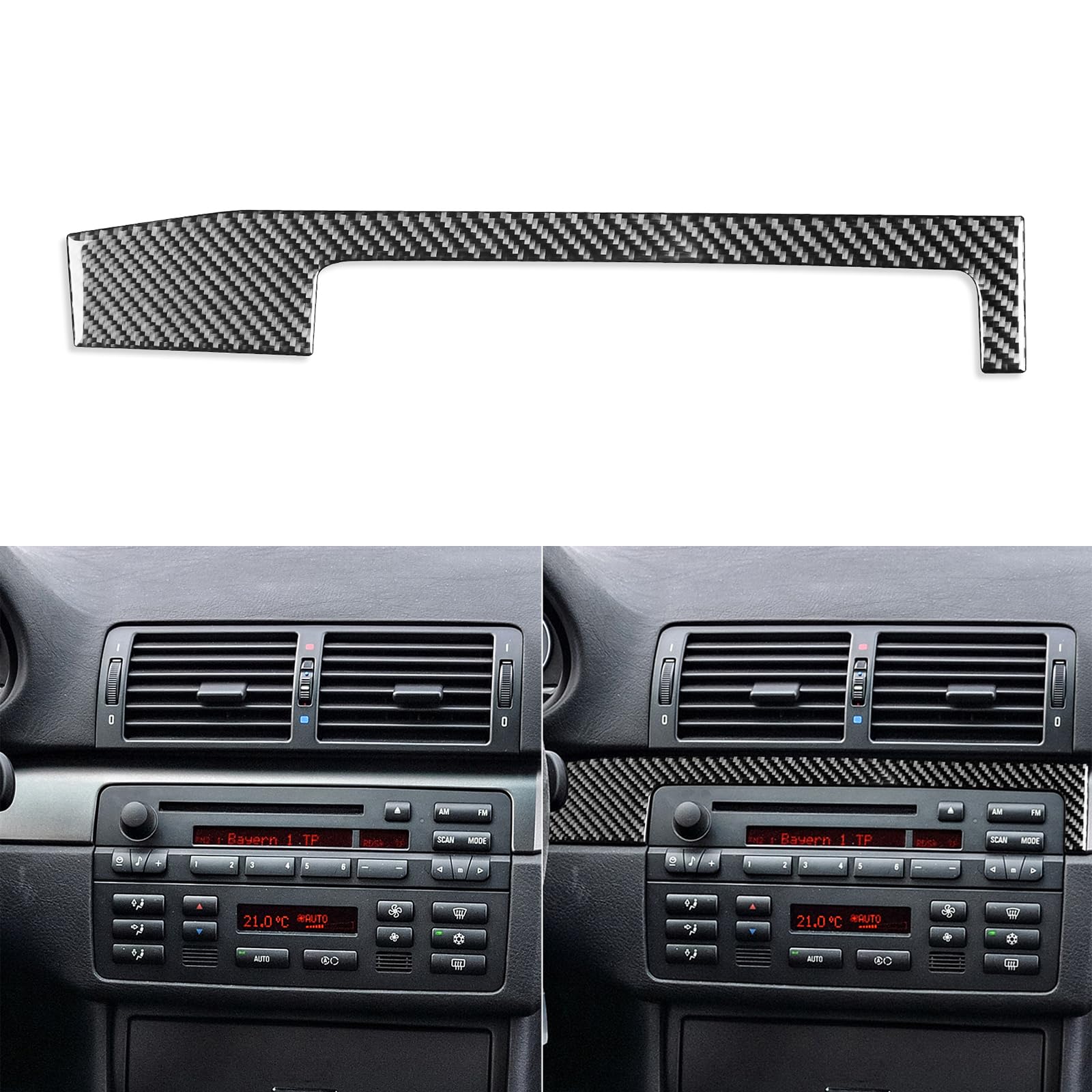 Photo 1 of Generic Real Premium 3D Effect Carbon Fiber Sticker Compatible with BMW M3 E46 1998-2005 Car Center Console Dashboard Decal Trim Auto Interior Accessories Decoration Black, BWM39805