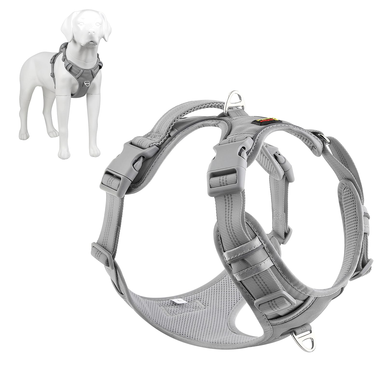Plutus Pet No Pull Dog Harness, Release At Neck, Reflective Adjustable Dog Vest Harness, Easy Control Handle for Walking, for Small Medium Large Dogs, Gray, S — image 1