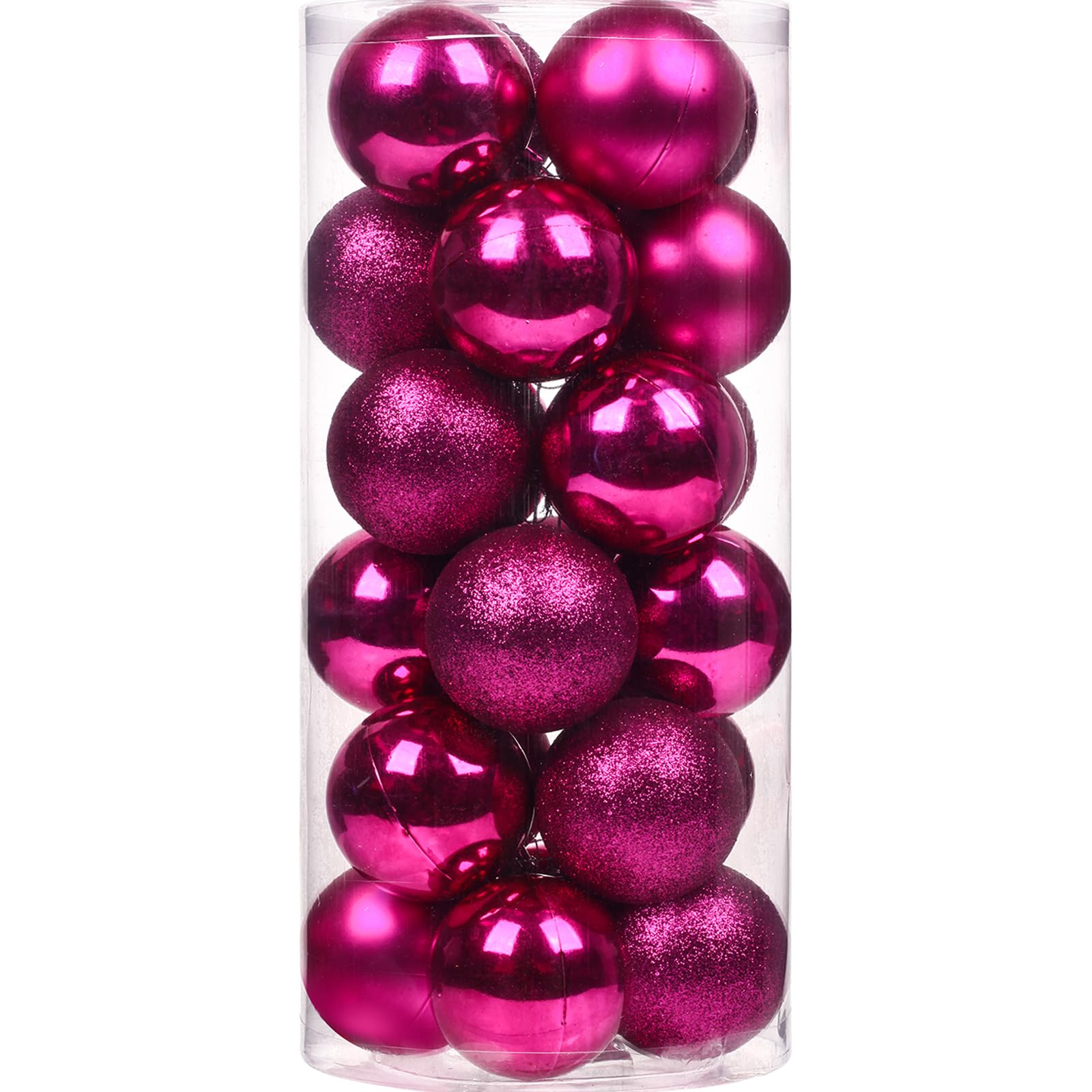 Emopeak 24Pcs Rose Red Christmas Ornaments for Tree Decor, 1.2Inch Mini Christmas Balls Ornaments, Shatterproof Xmas Hanging Baubles for Holiday Wedding Party Decoration