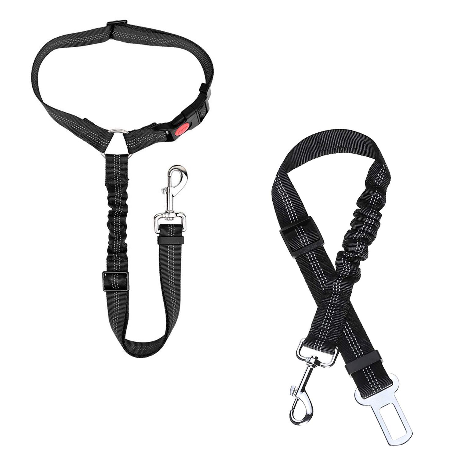 Dog Car Seat Belt,Headrest Dog Car Seat Belt,Adjustable Dog Car Lead Restraint Seat Belt,with Elastic Bungee Buffer and Reflective Stripe Dog Car Safety Harness,Pet Travel Accessories