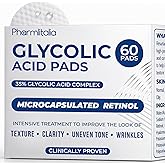 Glycolic Acid Pads - Resurfacing Pads for Face - Exfoliating Peel Pad for Body and Dark Spots - Fine Lines and Wrinkles - 60 Count