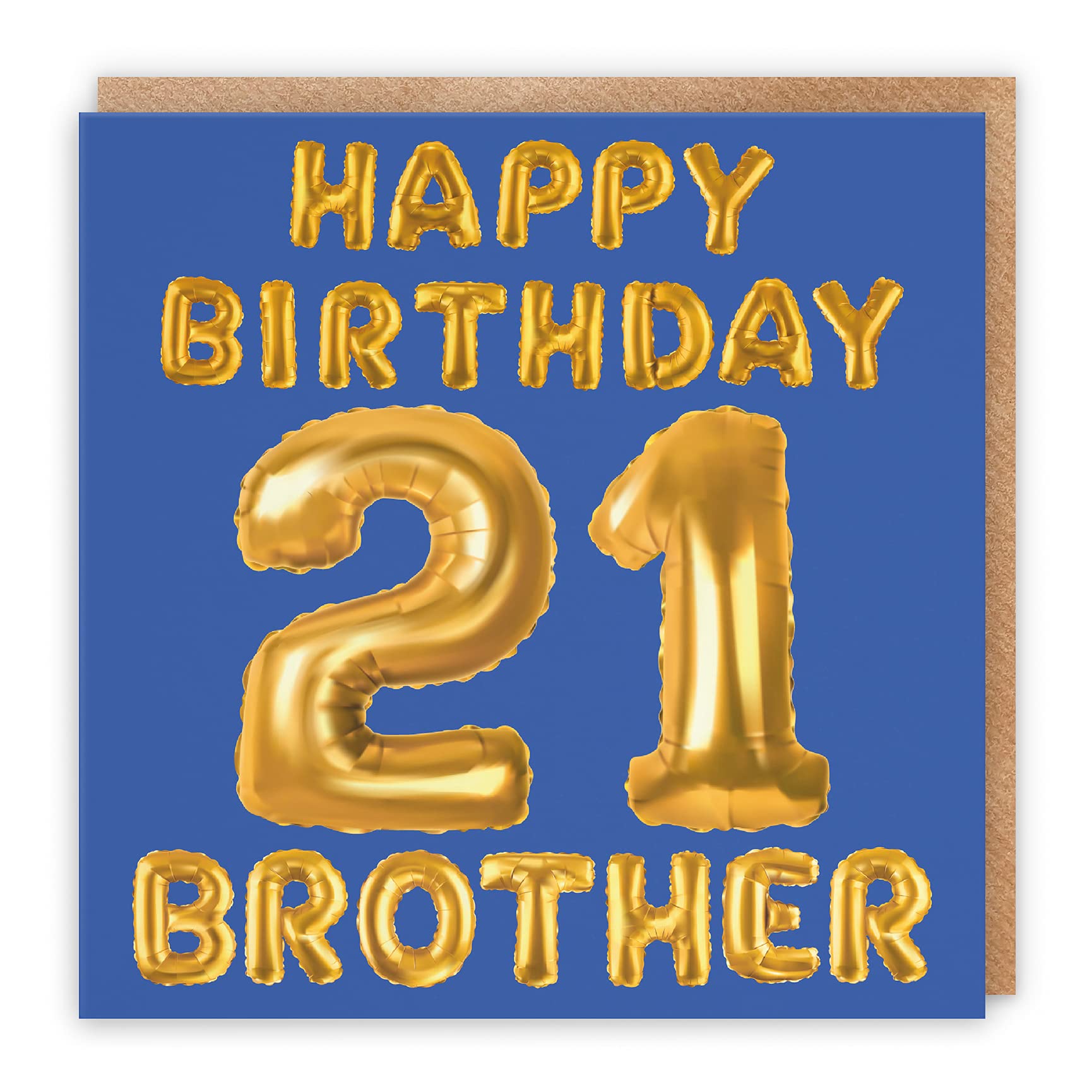 Hunts England - Large Brother 21st Birthday Card - Happy Birthday - 21 - Brother - Balloon Collection - Large - 210 x 210 mm - Age 21 Brother