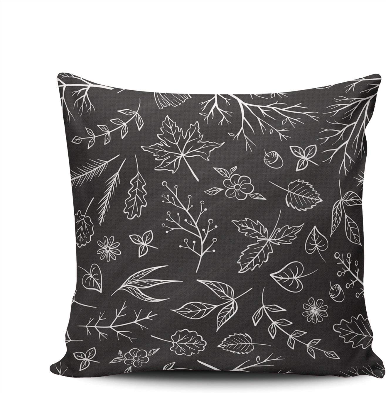 ONGING Decorative Throw Pillow Case Hand Drawn Floral Leaf Fruit Pillowcase Cushion Cover Double Sided Design Printed Square Size 24X24 Inches