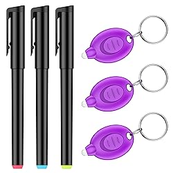 Uniclife 3 Pcs Invisible Ink Pen with 3 Pcs UV LED