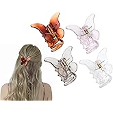 coiyie Butterfly Hair Clips for Women 1.8 Inch Nonslip Clear Acrylic Hair Claws for Thin Hair, 4 Pieces