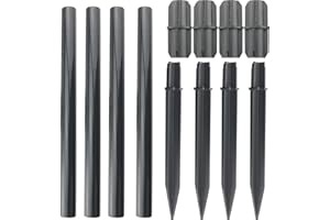 CHENJIN 4 Sets Solar Lawn Light Ground Stake Kit Flame Lamp Extension Rod Device Accessories to Make The Lighting Fixture Taller Black (Extension 30.5cm, Connector 7cm, Stake 21cm, Dia 2.1cm)