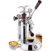 La Pavoni Esperto Abile 16-Cup Lever Espresso Machine - Chrome Finish with Custom Rosewood Handles, 54-Ounce Nickel-Plated Boiler, Dual Frothing Systems &amp; Group Pressure Gauge - Made in Italy