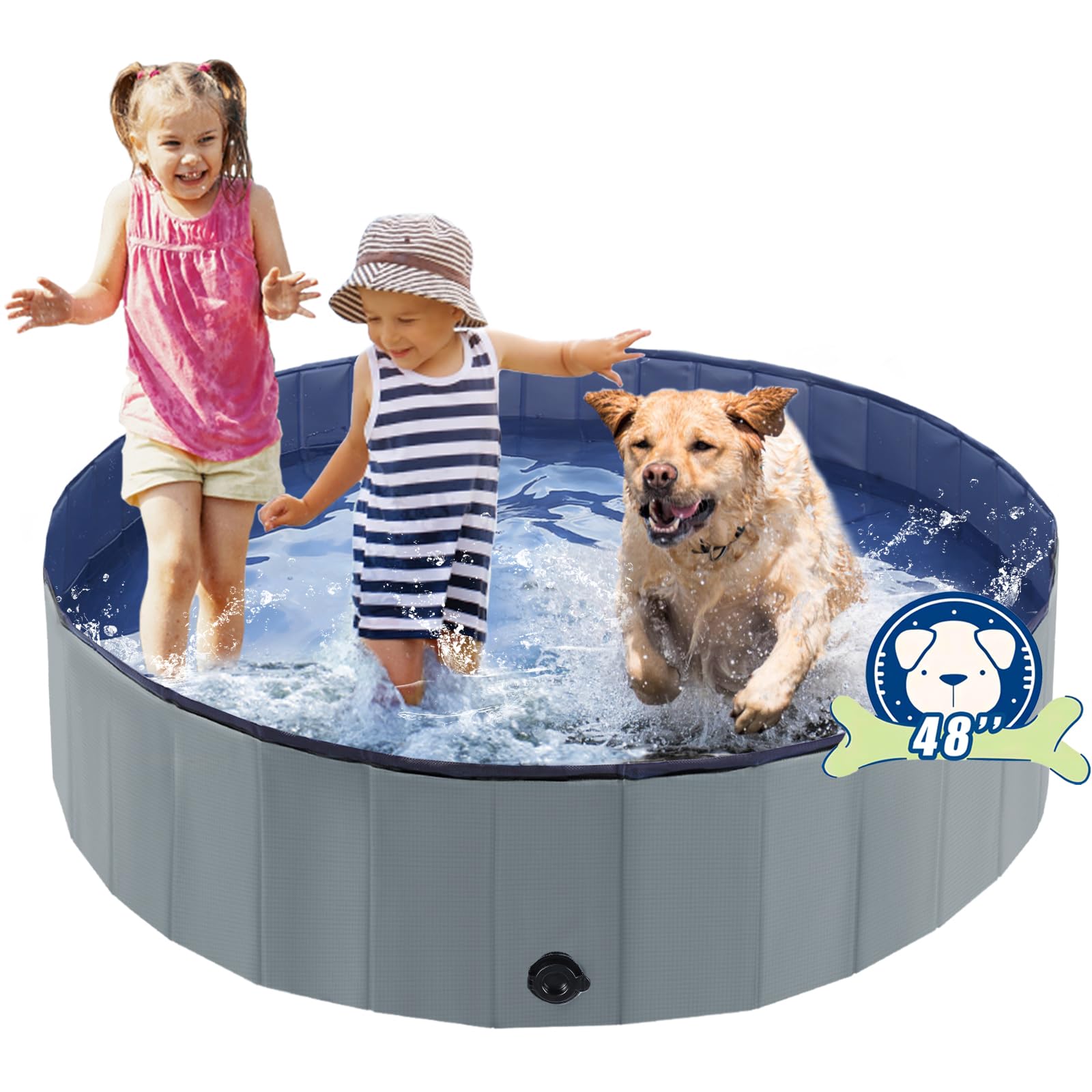 Foldable Dog Pool, Collapsible Hard PVC Dog Swimming Pool Portable Bath Tub For Pets Dogs And Cats Pet Wading Pool For Indoor And Outdoor