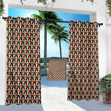 Cortina para exteriores, abstracta, malla viva poligonal, 108 pulgadas