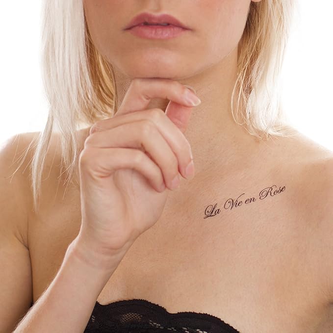 10 X La Vie Schriftzug Tattoo Karte 3 Französische Zitate In Schwarz 10