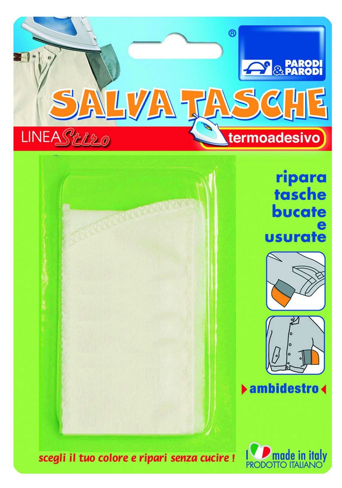 Parodi&Parodi Salva Tasche Iron-on Patches and Strips to Repairs Tears, Holes, Save Pockets, Iron On Cotton Patch to Quickly Repair Pocket Holes, Various Assorted Colours, Item Number 277