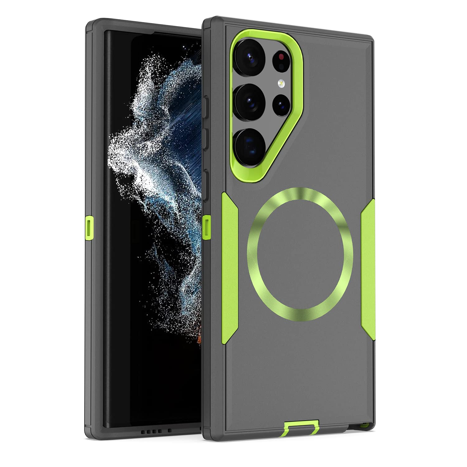 Photo 1 of ** **MAG RING IS NOT SECURE**** showdd Designed for Samsung Galaxy S23 Ultra Case,Magnetic,Drop Protection Heavy Duty,Compatible with MagSafe,Dustproof,No Fading, No Yellowing,for Men Women, Grey