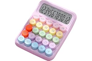 LEASOTE Mechanical Calculator-Colorful Candy-Colored Calculator Cute 12 Digit Large LCD Display Big Button Calculator for School Office Calculators Desktop 15° Tilt Kids Calculator Pink Purple