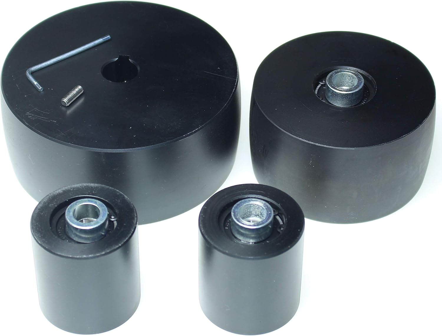 (NY5-19) Belt Grinder Wheel Set for Knife Grinders 5" Drive-19 mm Shaft 4" Track 2" Idler - CNC Machined, Black, 130 mm - 19 mm Shaft - Image 4