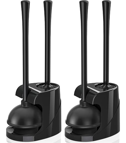 SetSail Set 2 Pezzi Scopino E Stantuffo Per WC - Con Contenitore Porta Spazzola, Design Salvaspazio, Morbido, Nero