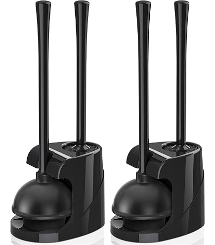 SetSail Set 2 Pezzi Scopino E Stantuffo Per WC - Con Contenitore Porta Spazzola, Design Salvaspazio, Morbido, Nero
