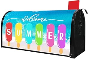 PUTWARE Welcome Summer Mailbox Covers Magnetic Standard Size 21" X 18" Decorative Mailbox Wraps Post Letter Box Cover for Garden Yard Home Decor Outdoor Decorations
