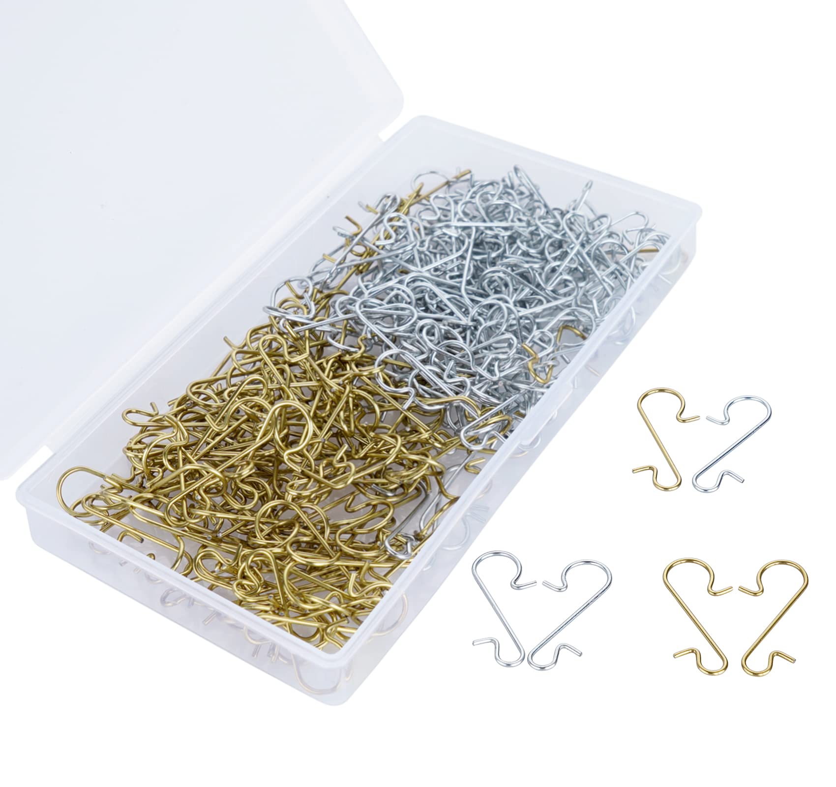 240Pcs Christmas Ornament Hooks Bauble Xmas Tree Ornaments Hanger Hooks Metal Wire Hooks with Storage Box for Christmas Tree Hanging Decoration, Gold&Silver