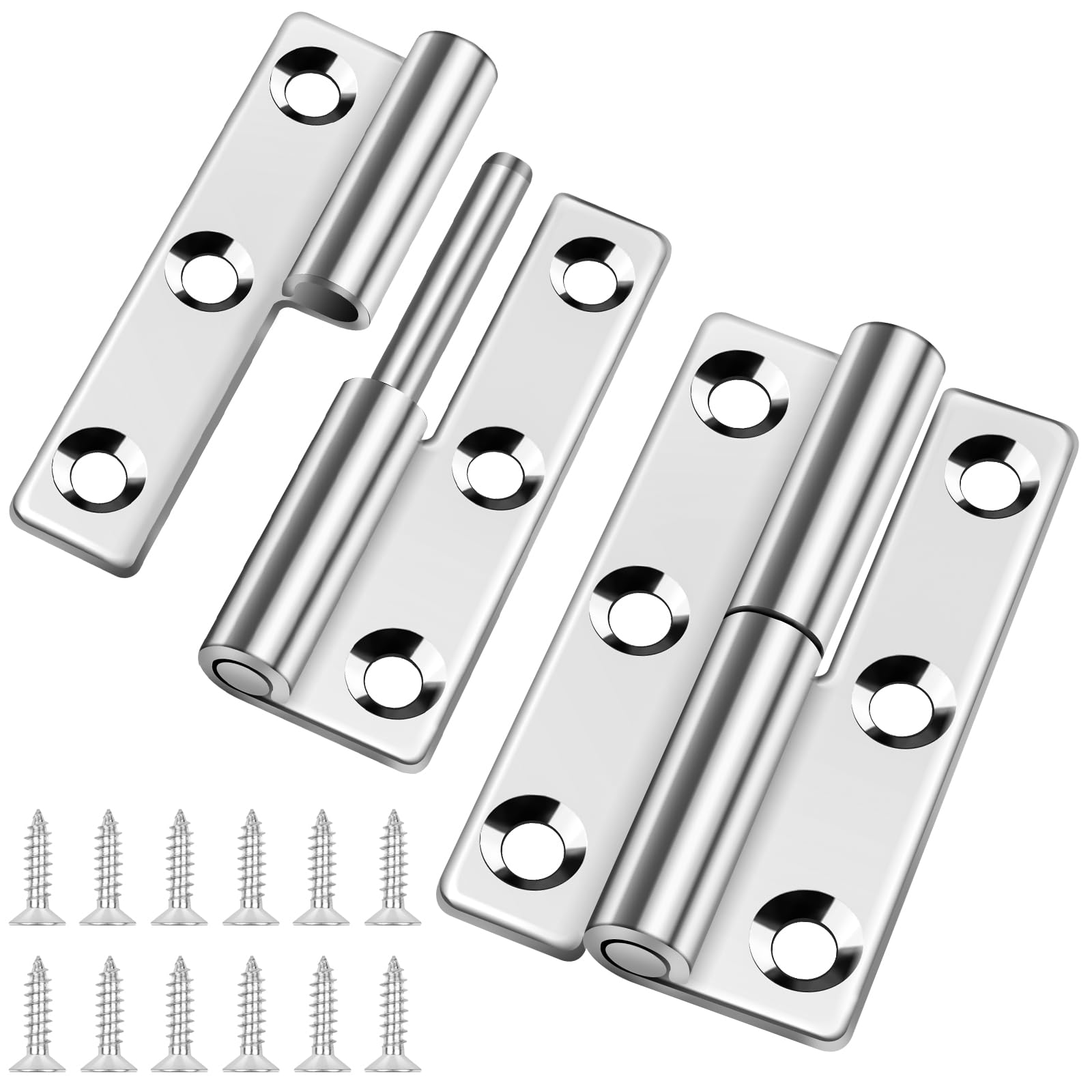 Bolatus 2 Pcs Small Slip Joint Flag Hinges, 2.5 Inch, Detachable, 304 Stainless Steel, Right Handedness