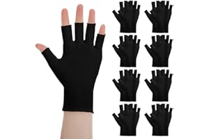 Heclia 8 Pairs Black Cotton Moisturizing Gloves Fingerless Touchscreen Moisturizing Gloves for Dry Hands Sleeping, Cotton Quilting Glove, Size M, Eczema Glove for Men and Women 7.09×4.33 inches