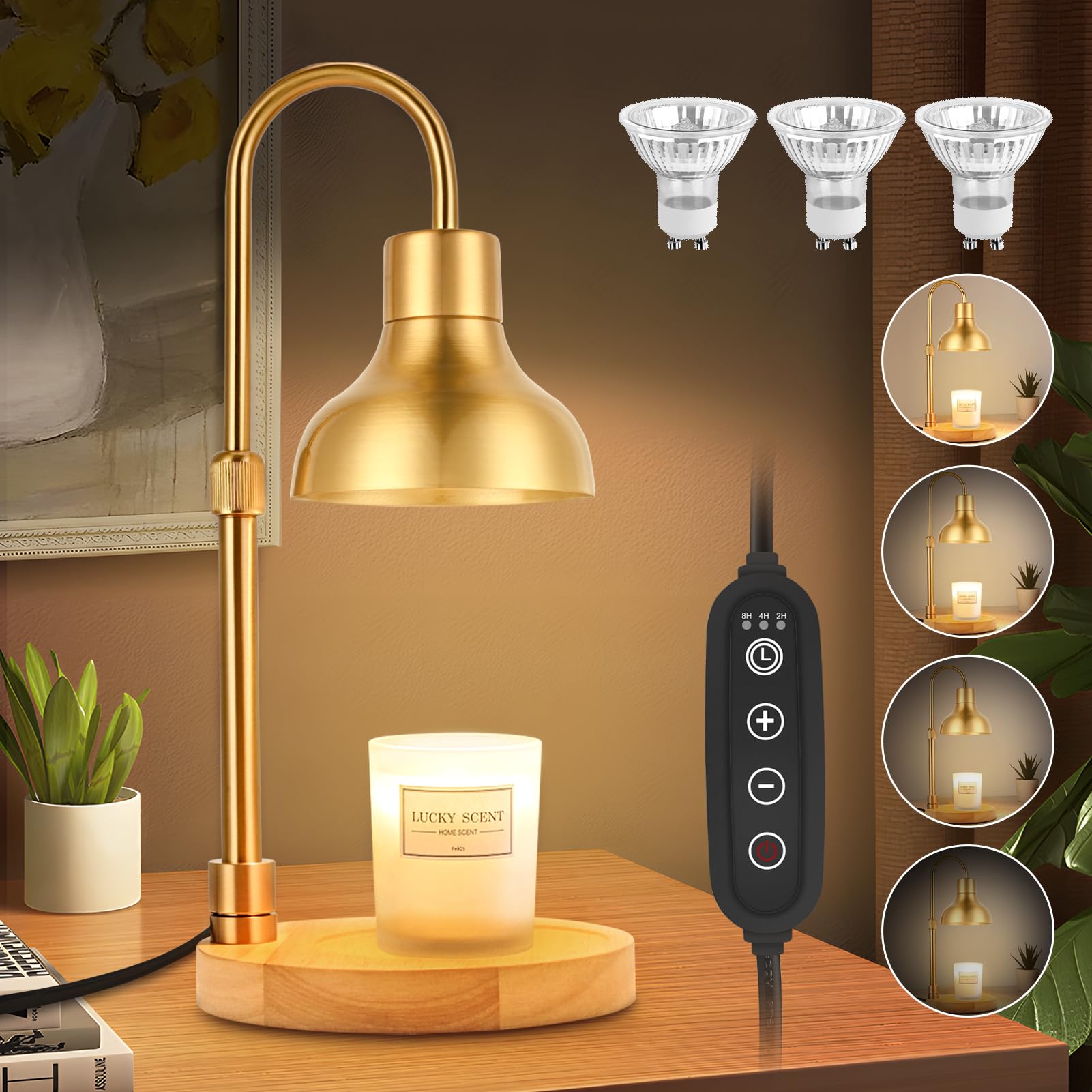 Photo 1 of **MAJOR DAMAGED/check clerk comments**
Candle Warmer Lamp with Timer & Dimmer, Adjustable Height Electric Candle Warmer with 3 Bulbs,Compatible with All Size Scented Candles, Wax Melt Warmer for Bedroom,Home Decor House Warming Gifts