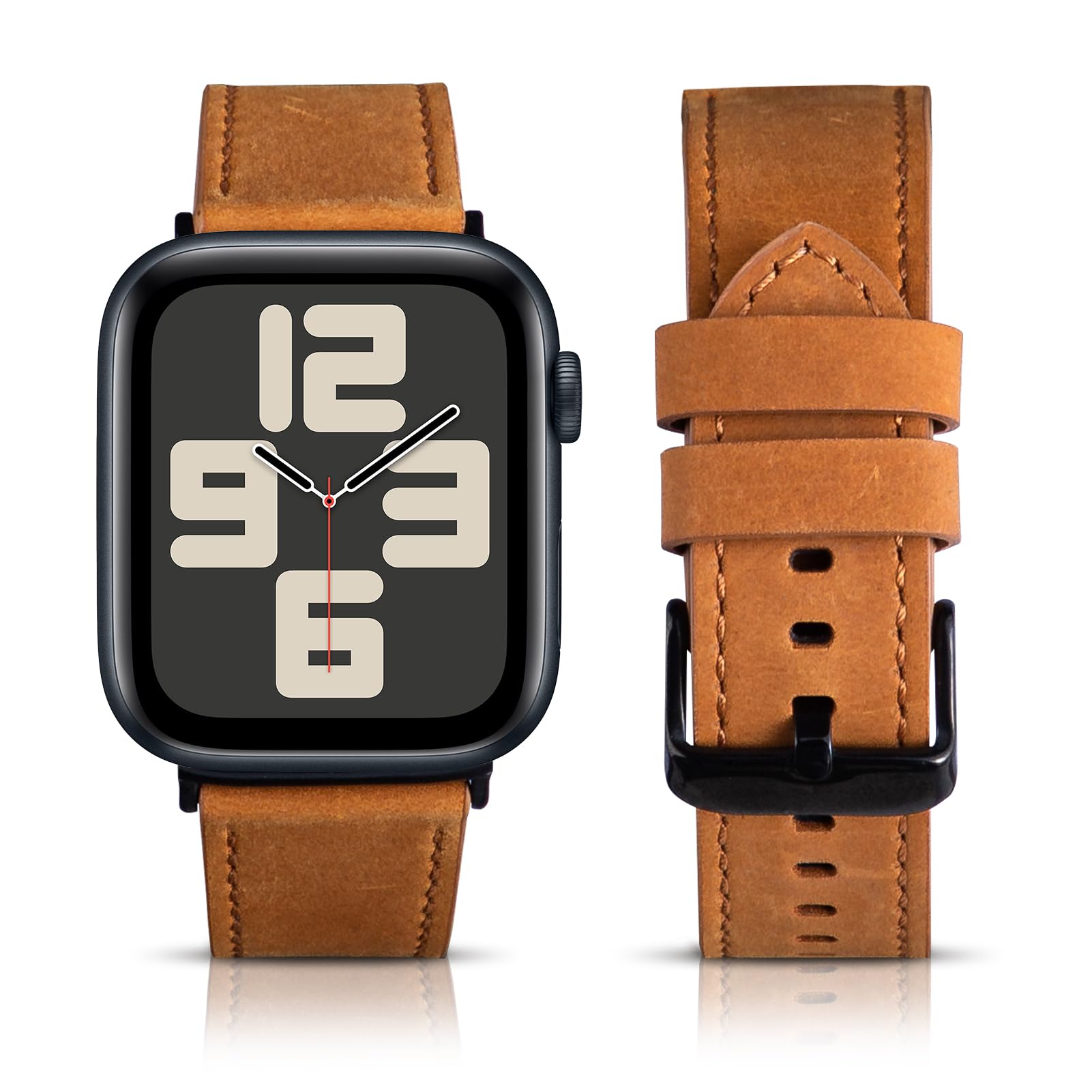 Photo 1 of Megaage Crazy Horse Leather Watch Band for Apple Watch - Stylish, Durable & Comfortable - Adjustable, Multiple Colors - Perfect for Office, Social Events & Active Lifestyles - Fits 38mm, 40mm, 41mm,