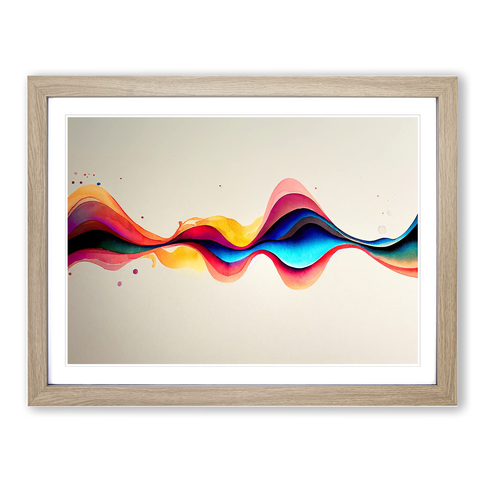 Abstract Soundwave Art Vol.2 Framed Print | A4 Oak Framed Wall Art | Ready to Hang | Abstract Fantasy Picture | Living Room Bedroom Lounge Office