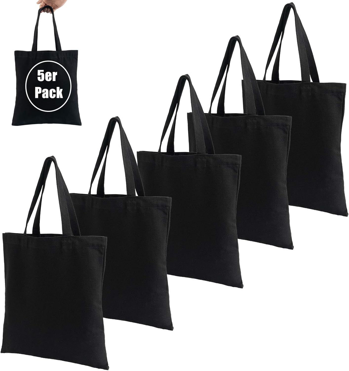 LONGBLE Pack de 5 bolsas de la compra de yute, grandes bolsas de