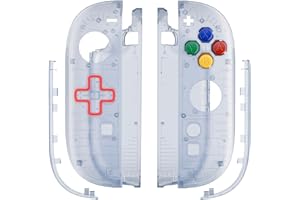 eXtremeRate Replacement Shell (D-Pad Version) with Buttons for Joycon 2, Housing Faceplate Case + Decorative Strips + ABXY Dpad for Nintendo Switch 2 Controller - Essence Version - Clear Glacier Blue